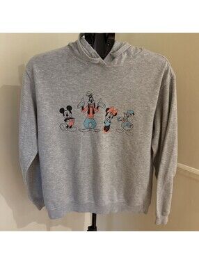 Disney Mickey Mouse Women's Heather Grey Pullover Hoodie Size L